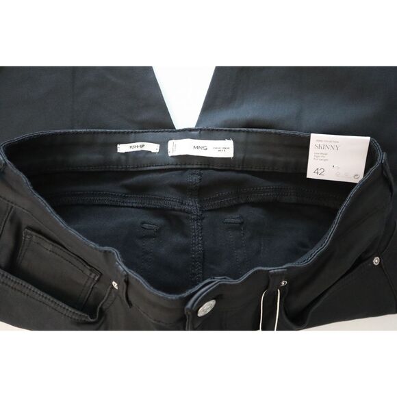 Mango Women’s Sz 10 Black Waxed Push-Up Low Waist Tight Fit Skinny Jeans - Picture 3 of 11